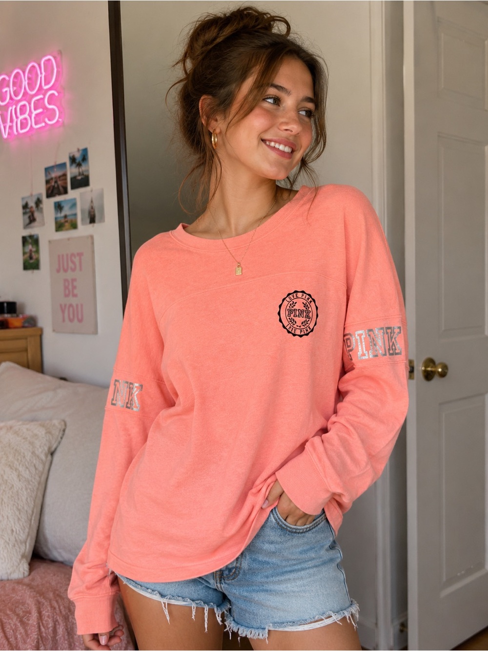 Victoria's Secret PINK Coral Crewneck Sweatshirt